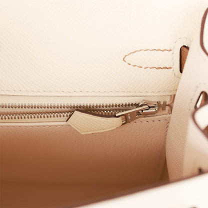 Hermes Kelly 25 Sellier Tri-Color Nata, Chai and Gris Meyer Epsom Palladium Hardware