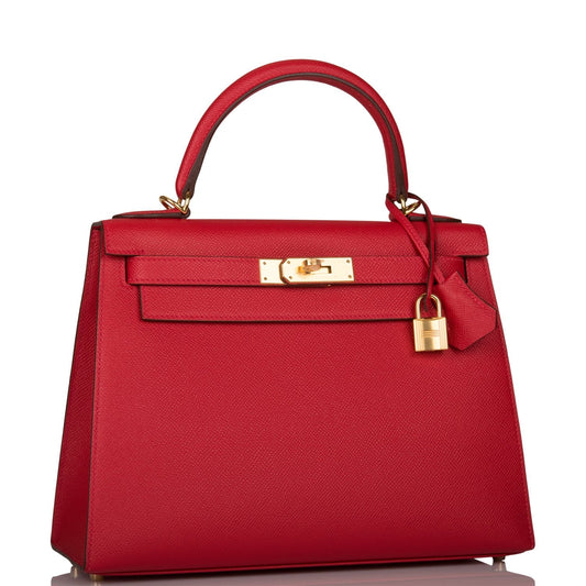 Hermes Kelly 28 Sellier Rouge Casaque Epsom Gold Hardware