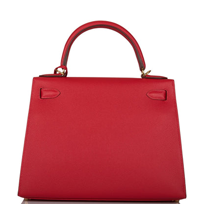 Hermes Kelly 28 Sellier Rouge Casaque Epsom Gold Hardware