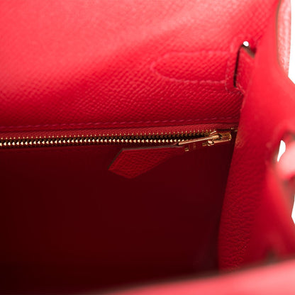 Hermes Kelly 28 Sellier Rouge Casaque Epsom Gold Hardware