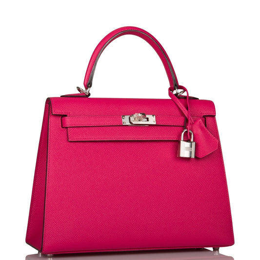 Hermes Kelly 25 Sellier Rose Mexico Epsom Palladium Hardware