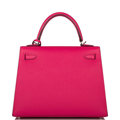 Hermes Kelly 25 Sellier Rose Mexico Epsom Palladium Hardware