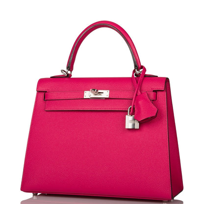 Hermes Kelly 25 Sellier Rose Mexico Epsom Palladium Hardware