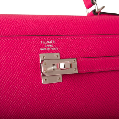Hermes Kelly 25 Sellier Rose Mexico Epsom Palladium Hardware