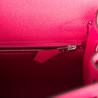 Hermes Kelly 25 Sellier Rose Mexico Epsom Palladium Hardware