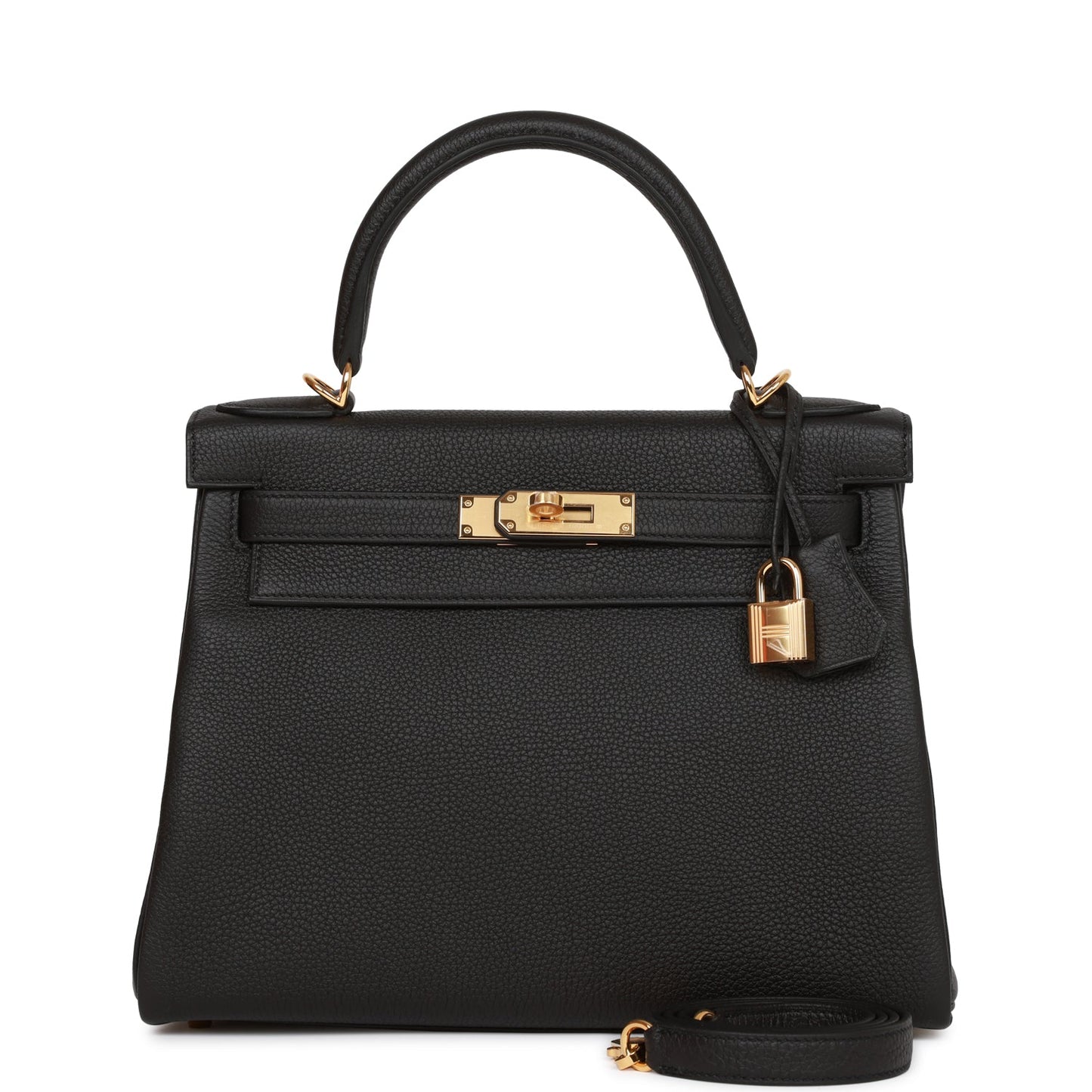 Hermes Kelly 28 Retourne Black Togo Gold Hardware