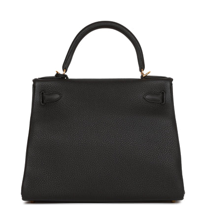 Hermes Kelly 28 Retourne Black Togo Gold Hardware