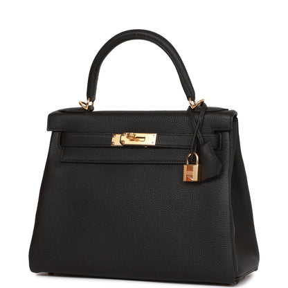 Hermes Kelly 28 Retourne Black Togo Gold Hardware