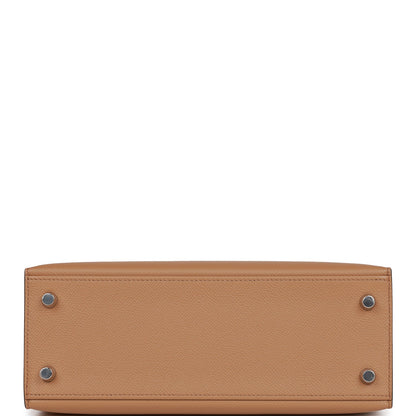 Hermes Kelly 25 Sellier Tri-Color Chai, Lime and Mauve Sylvestre Epsom Palladium Hardware