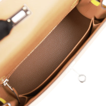 Hermes Kelly 25 Sellier Tri-Color Chai, Lime and Mauve Sylvestre Epsom Palladium Hardware