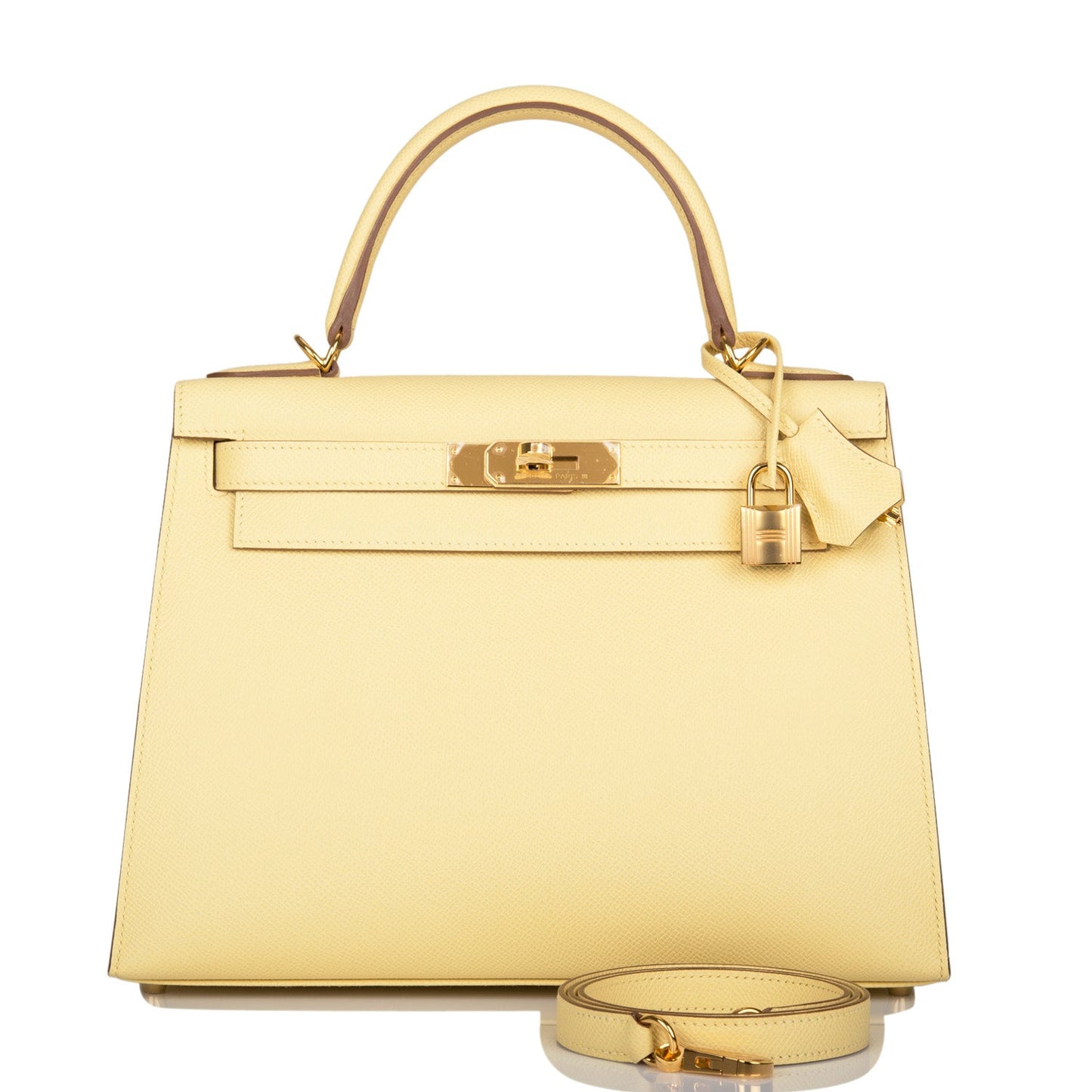 Hermes Kelly 28 Sellier Jaune Poussin Epsom Gold Hardware
