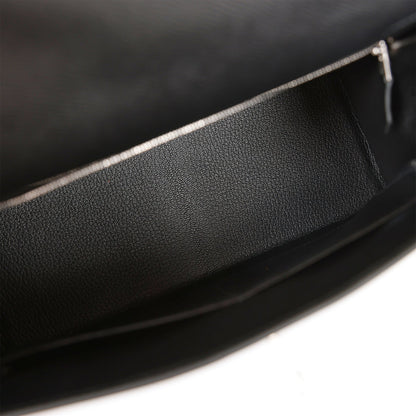 Hermes Kelly 28 Sellier Black Epsom Palladium Hardware