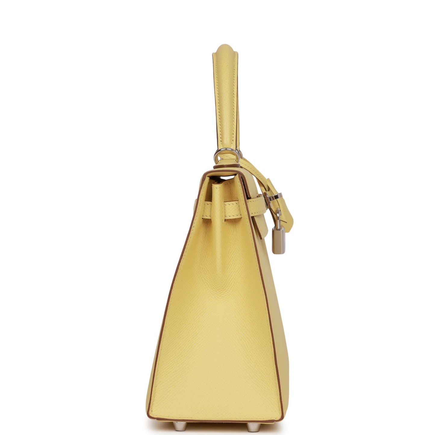 Hermes Kelly 25 Sellier Jaune Poussin Epsom Palladium Hardware
