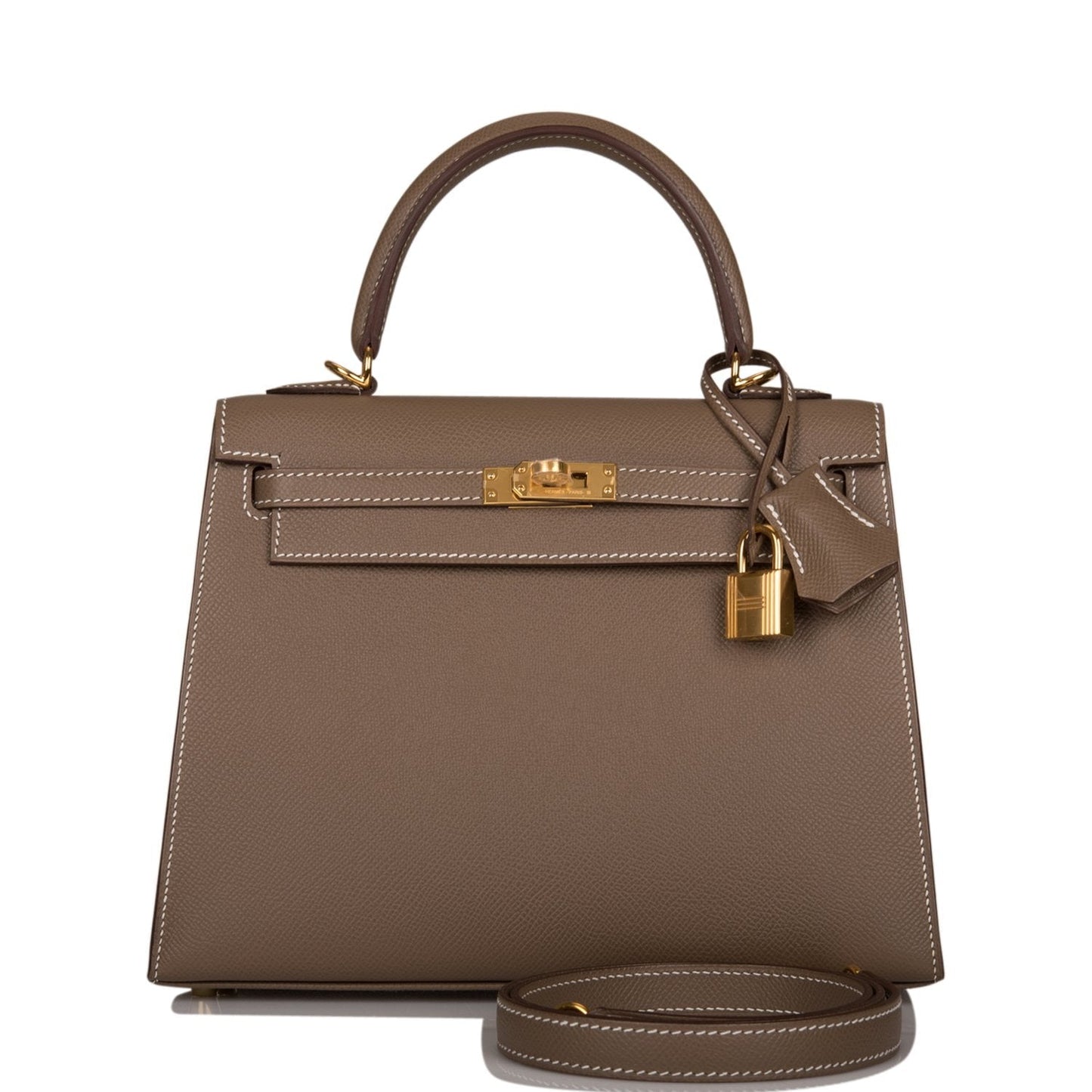 Hermes Kelly 25 Sellier Etoupe Epsom Gold Hardware