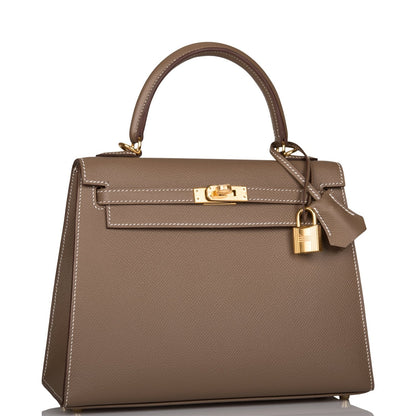Hermes Kelly 25 Sellier Etoupe Epsom Gold Hardware