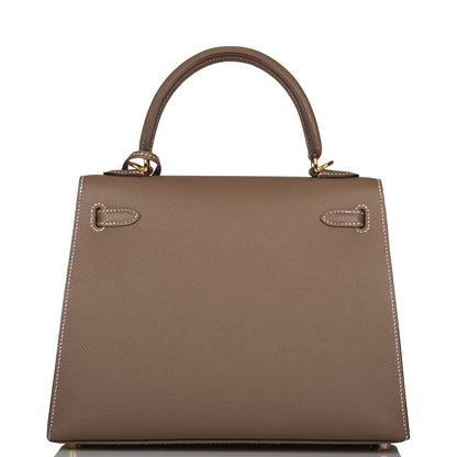 Hermes Kelly 25 Sellier Etoupe Epsom Gold Hardware