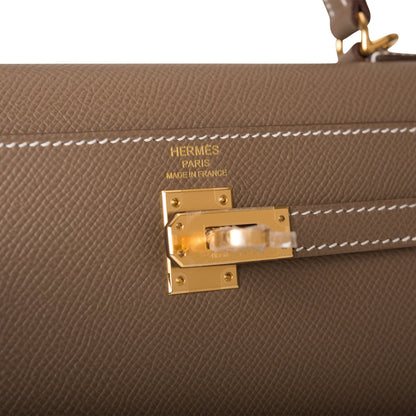 Hermes Kelly 25 Sellier Etoupe Epsom Gold Hardware