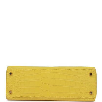 Hermes Special Order Kelly 32 Retourne Mimosa Matte Alligator Gold Hardware