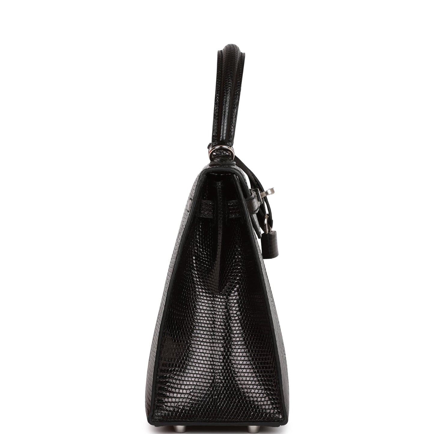 Hermes Kelly 25 Sellier Black Lizard Palladium Hardware