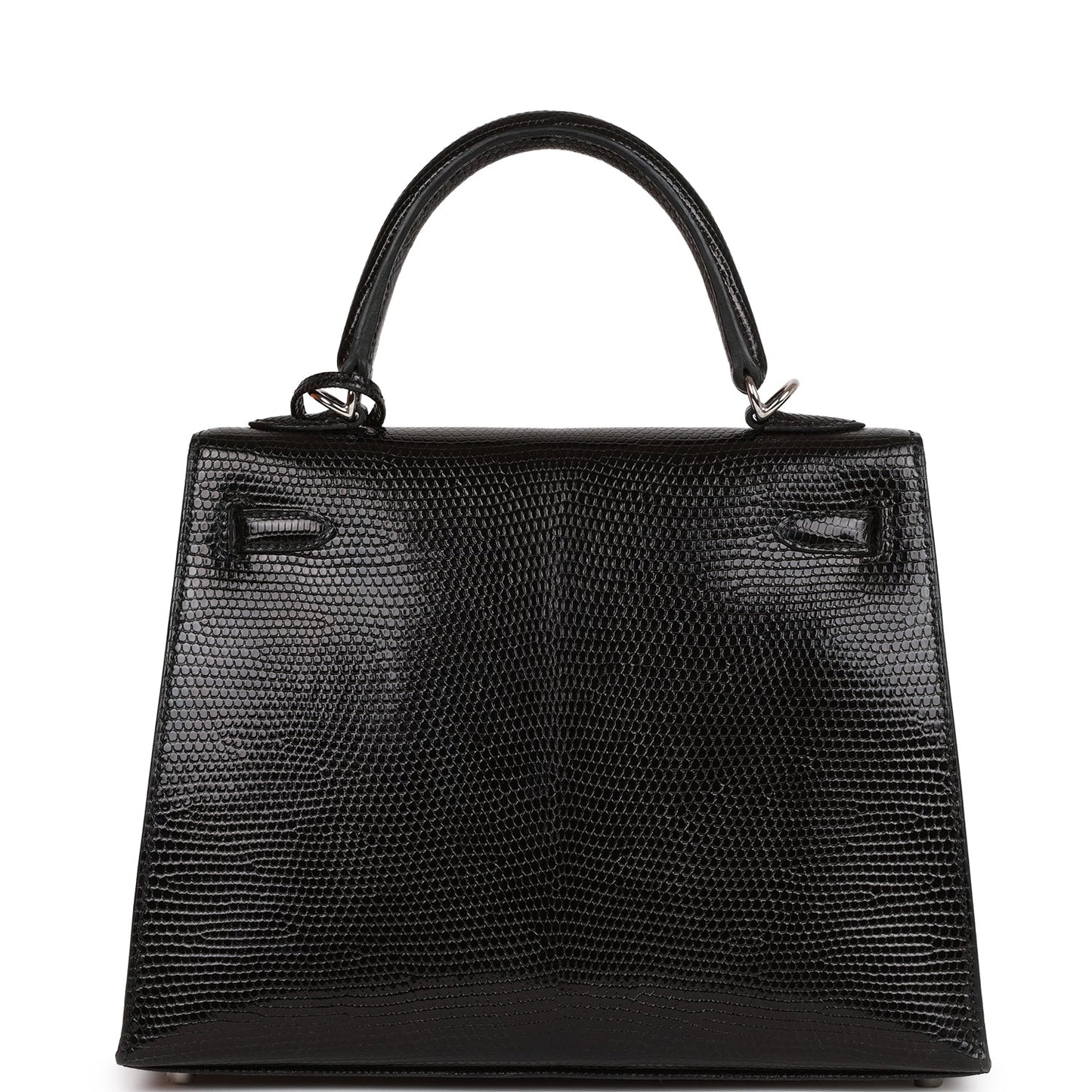 Hermes Kelly 25 Sellier Black Lizard Palladium Hardware