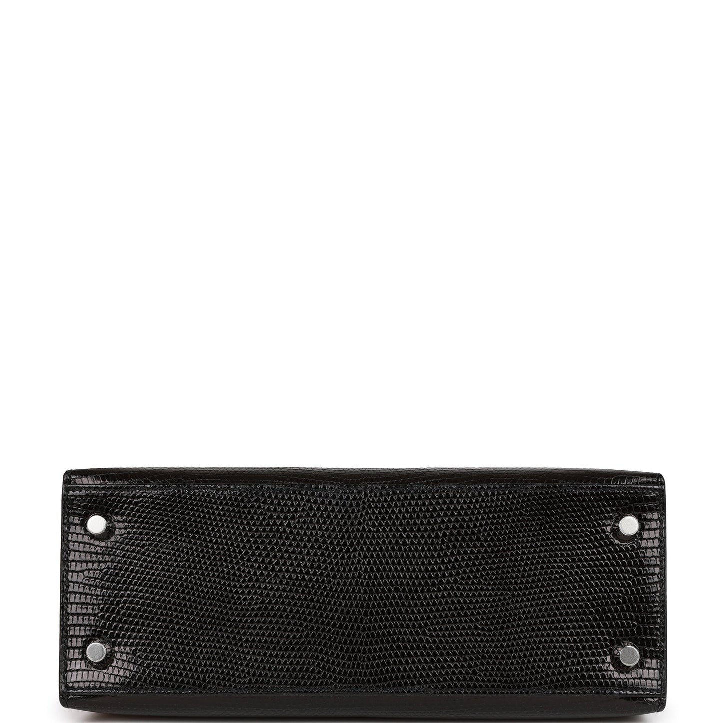 Hermes Kelly 25 Sellier Black Lizard Palladium Hardware