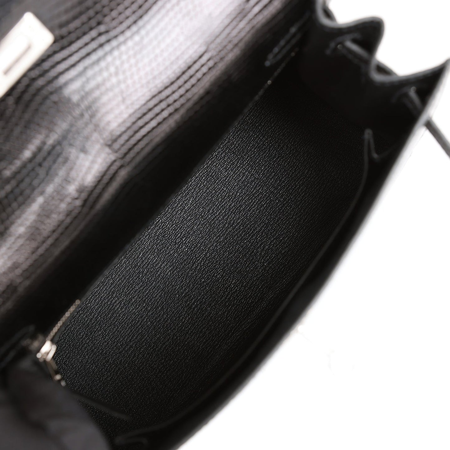 Hermes Kelly 25 Sellier Black Lizard Palladium Hardware