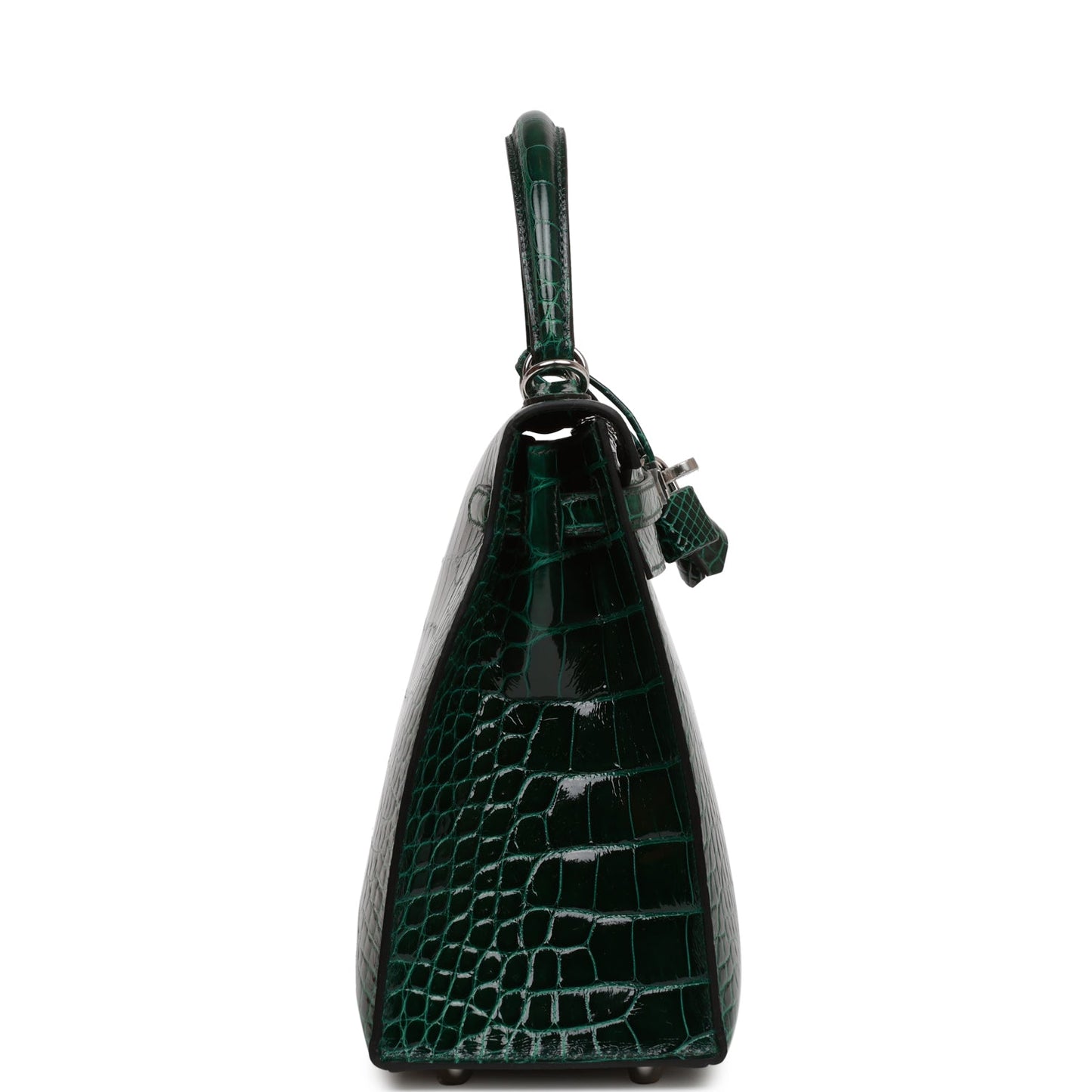 Hermes Kelly 25 Sellier Vert Fonce Shiny Alligator Palladium Hardware