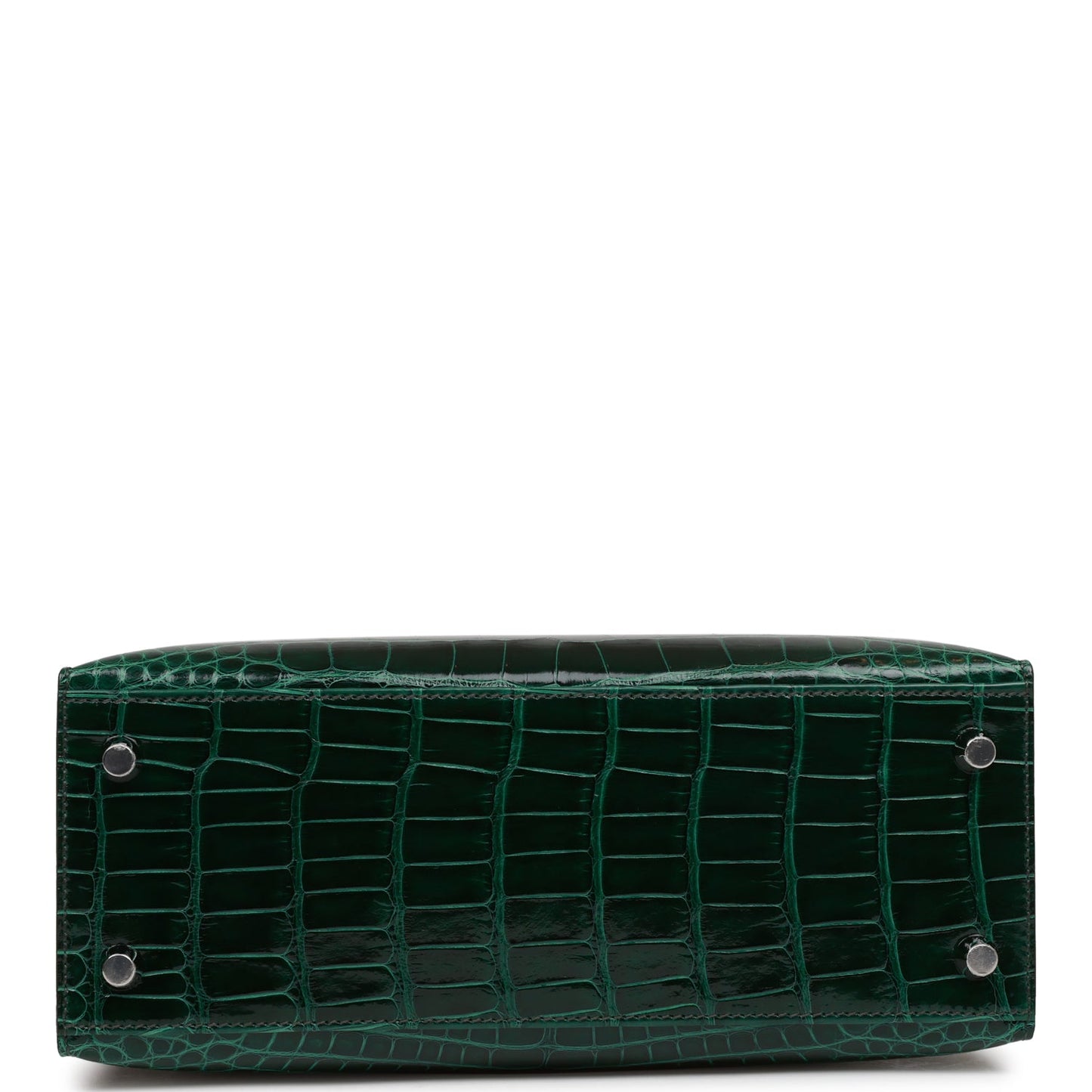 Hermes Kelly 25 Sellier Vert Fonce Shiny Alligator Palladium Hardware