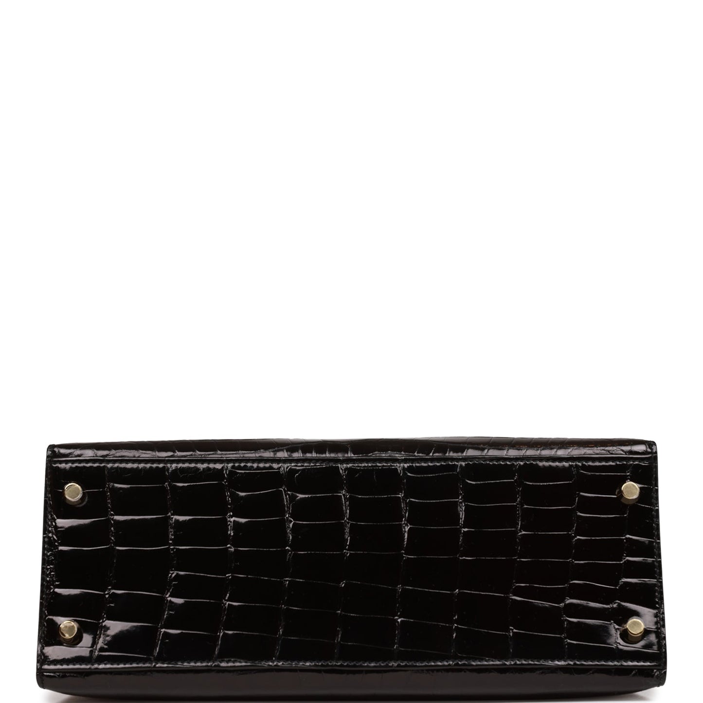 Hermes Kelly 28 Sellier Black Shiny Niloticus Crocodile Gold Hardware