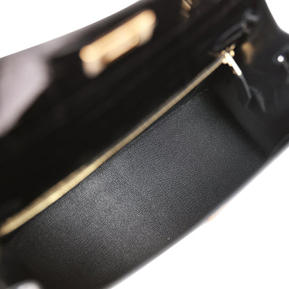 Hermes Kelly 28 Sellier Black Shiny Niloticus Crocodile Gold Hardware