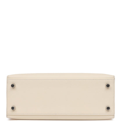 Hermes Kelly 25 Sellier Tri-Color Nata, Jaune Poussin and Sesame Epsom Palladium Hardware