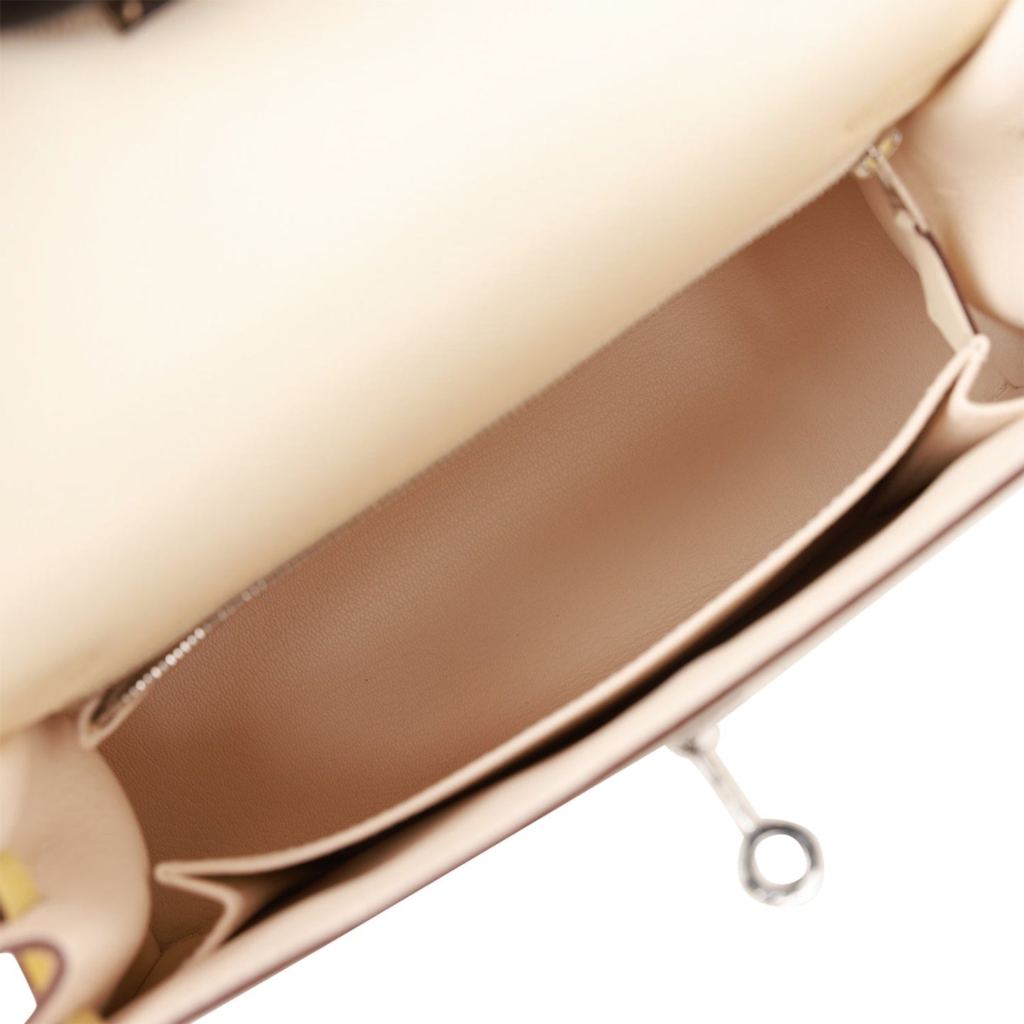 Hermes Kelly 25 Sellier Tri-Color Nata, Jaune Poussin and Sesame Epsom Palladium Hardware