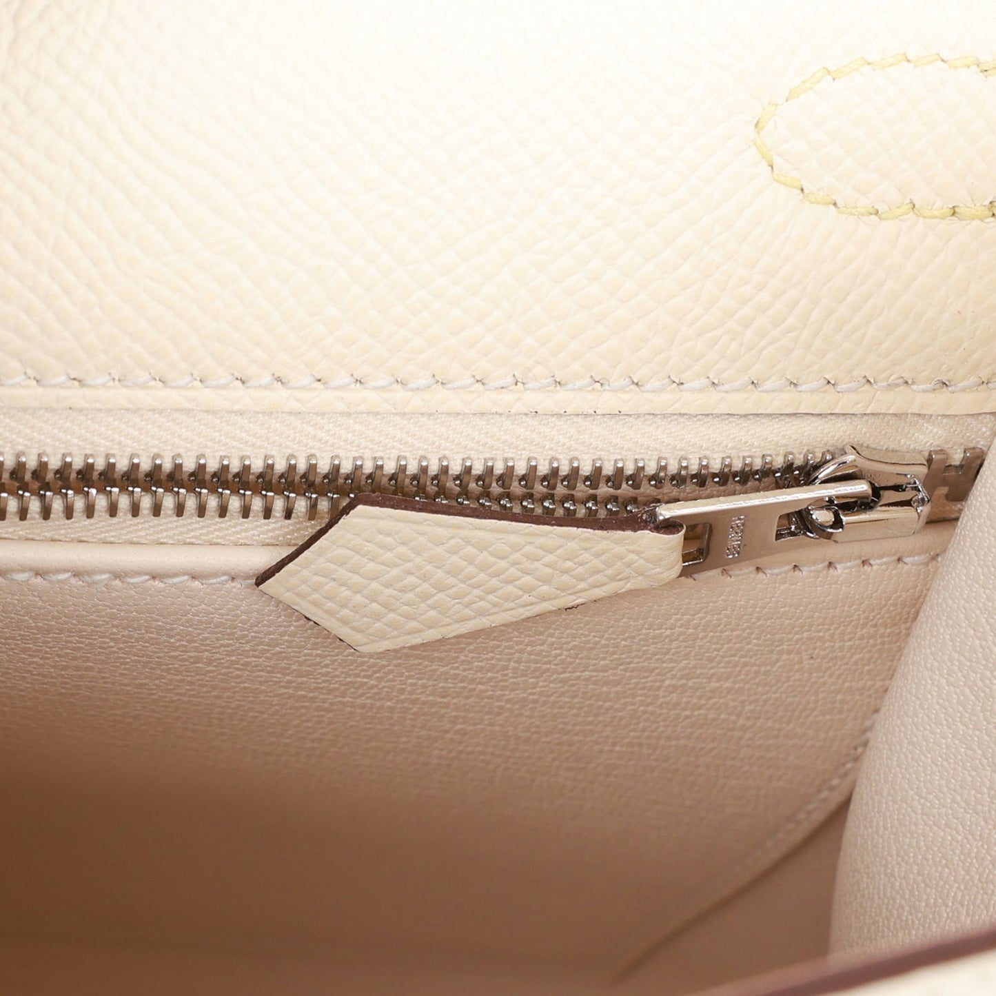 Hermes Kelly 25 Sellier Tri-Color Nata, Jaune Poussin and Sesame Epsom Palladium Hardware