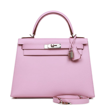 Hermes Kelly 28 Sellier Mauve Sylvestre Epsom Palladium Hardware