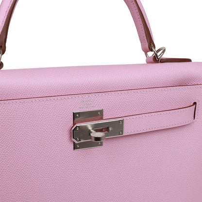 Hermes Kelly 28 Sellier Mauve Sylvestre Epsom Palladium Hardware