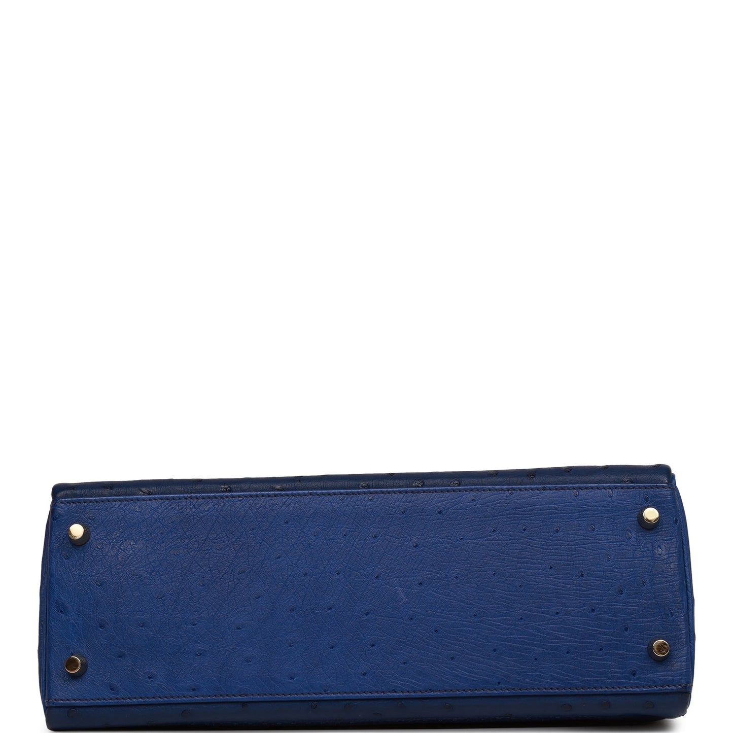 Hermes Ghillies Kelly 32 Retourne Bleu Saphir, Bleu Iris and Bleu de Malte Ostrich Permabrass Hardware