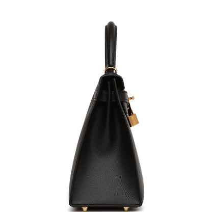 Hermes Kelly 28 Sellier Black Epsom Gold Hardware