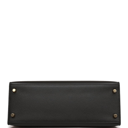Hermes Kelly 28 Sellier Black Epsom Gold Hardware