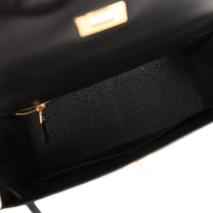 Hermes Kelly 28 Sellier Black Epsom Gold Hardware