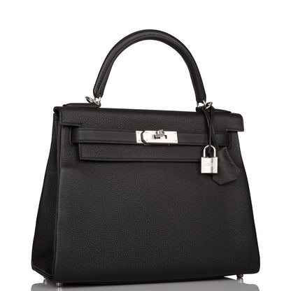 Hermes Kelly 28 Retourne Black Togo Palladium Hardware