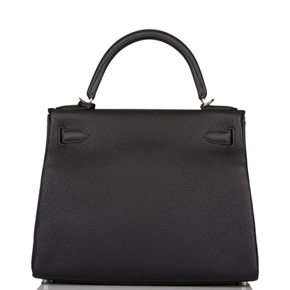 Hermes Kelly 28 Retourne Black Togo Palladium Hardware