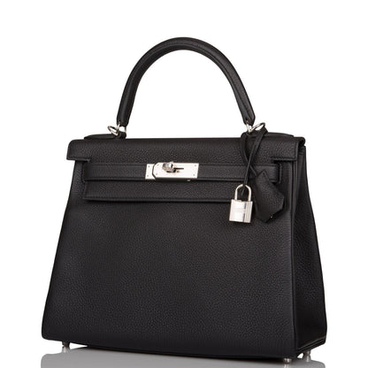 Hermes Kelly 28 Retourne Black Togo Palladium Hardware