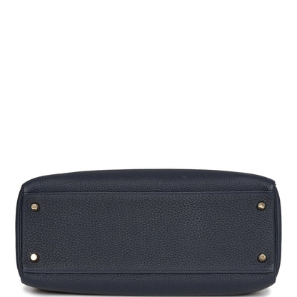 Hermes Kelly 32 Retourne Bleu Nuit Togo Gold Hardware