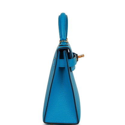 Hermes Kelly 20 Sellier Bleu Frida Chevre Gold Hardware