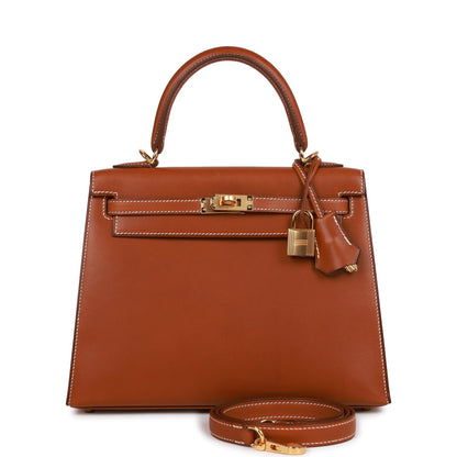 Hermes Kelly 25 Sellier Fauve Barenia Gold Hardware