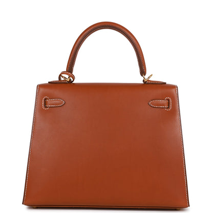 Hermes Kelly 25 Sellier Fauve Barenia Gold Hardware
