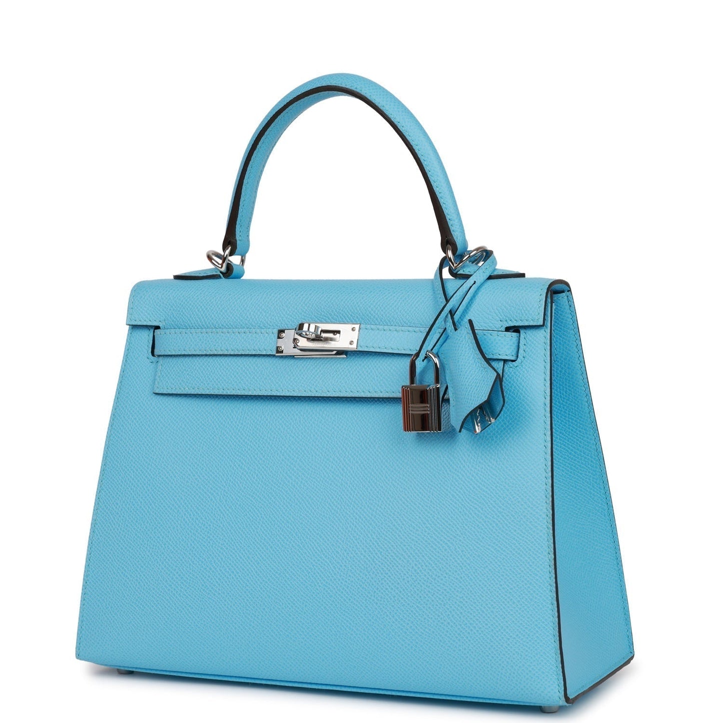 Hermes Kelly 25 Sellier Celeste Epsom Palladium Hardware
