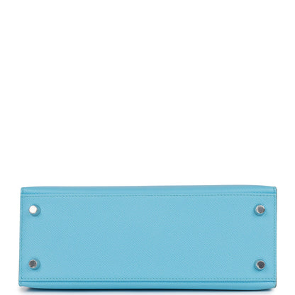 Hermes Kelly 25 Sellier Celeste Epsom Palladium Hardware