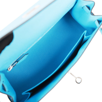 Hermes Kelly 25 Sellier Celeste Epsom Palladium Hardware