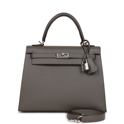 Hermes Kelly 25 Sellier Gris Meyer Epsom Palladium Hardware